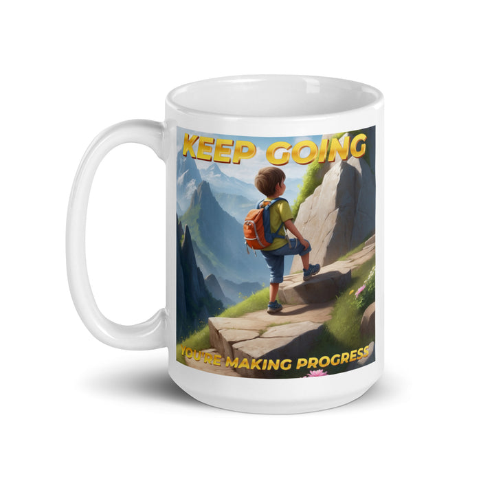 Keep going, you're making progress - White Glossy Mug - 30310501